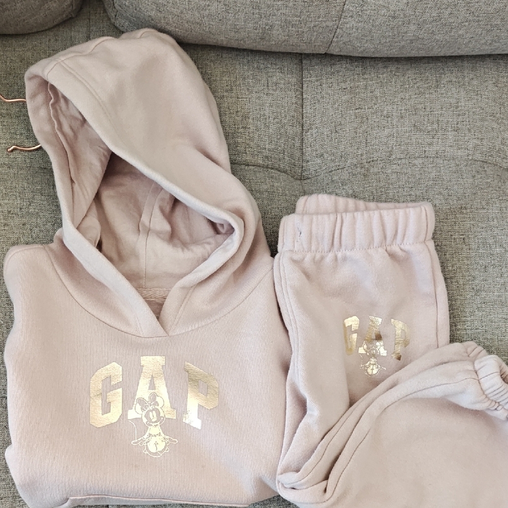GAP  and Disney Collab hoodie and Sweatpants Set - Light Pink with Minnie mouse